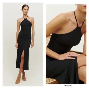 NWT REFORMATION Stetson Halter Midi Dress Black (small)